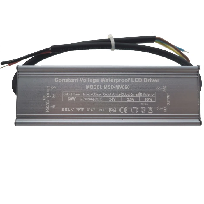 60W led driver dc 12v 24v 36v  Constant Voltage IP67 waterproof ce rohs led power supply