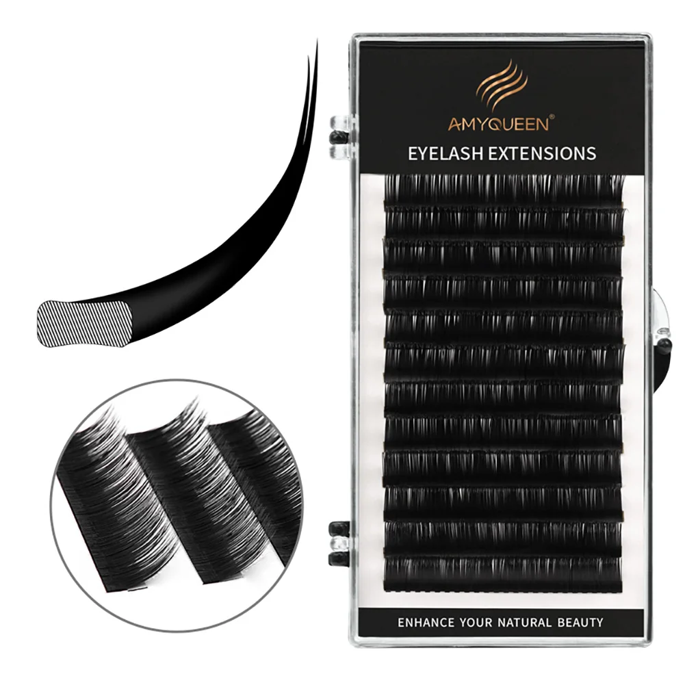 Double Triple Tip Ellipse Flat Lashes Lash Extension Tray .18 Flat Cashmere Eyelash Extension
