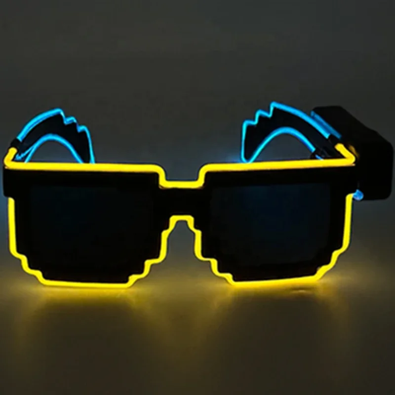 Flashing EL Wire LED Glowing Luminous Light Up Mosaic Glasses Fashion Party Supplies
