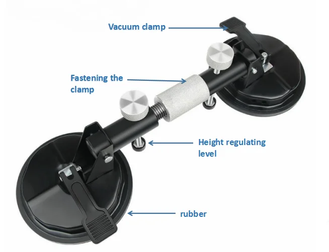 123mm Aluminium Double Handle Gripper Glass Vacuum Sucker Plate Lifter Glass Seam Setter Suction Cups Slab Tensioner