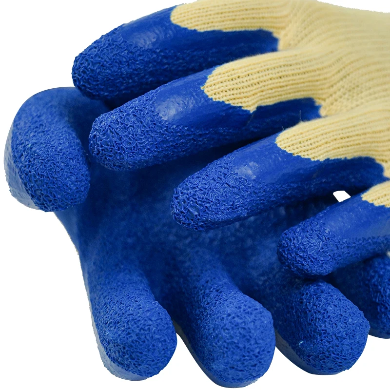 10 Gauge 5 Threads 21yards Wrinkle Cotton&Polyester Knitted  Latex Coated Construction Work Gloves Hand Glove