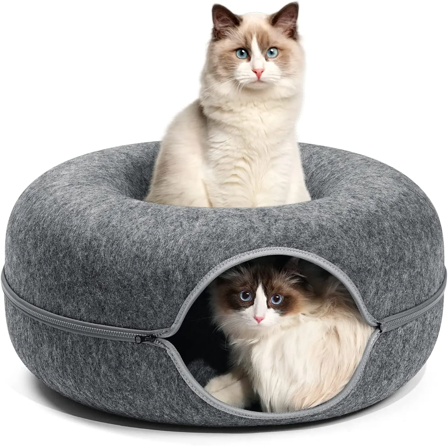 2023 New Fashion China Manufacturer Wholesale Luxury Creative Double-storey Donuts Shape Custom Round Tunnel Pet Cat Bed