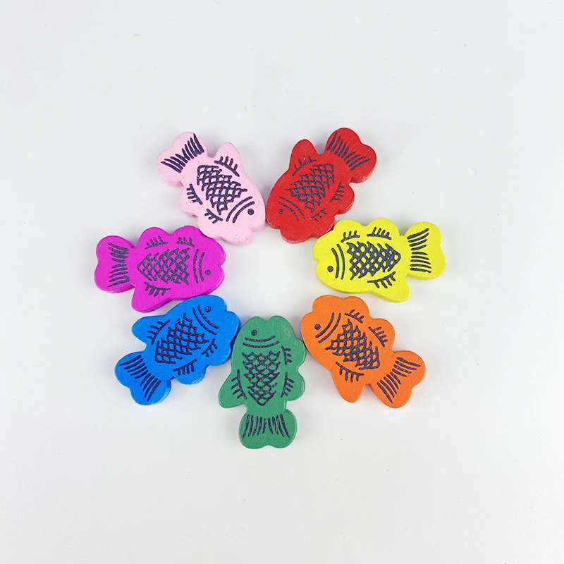Hot Sale Necklace Bracelet Accessories Colorful Fishes Wood Beads Wood Bead Fish Shape
