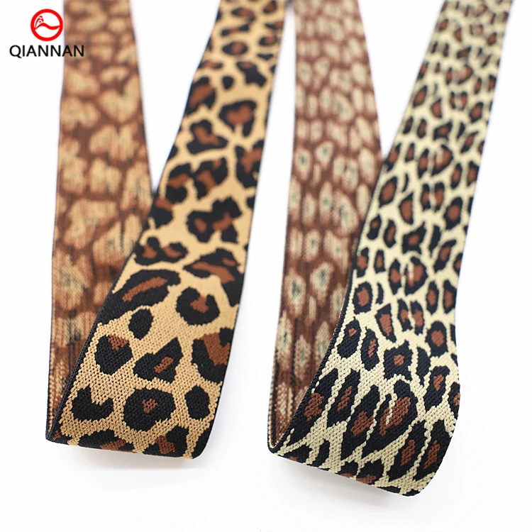 36mm Wide Leopard Jacquard Elastic Belt Clothing  Shoes Hat Waist Decoration Material  ribbon Webbing