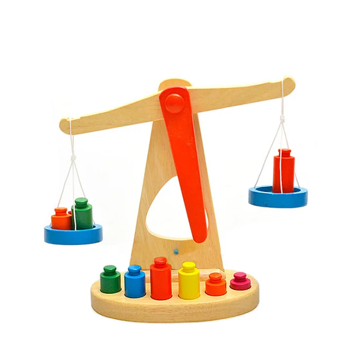 Children wooden toys enlightenment balance teaching AIDS balance scale kindergarten early education wooden toys