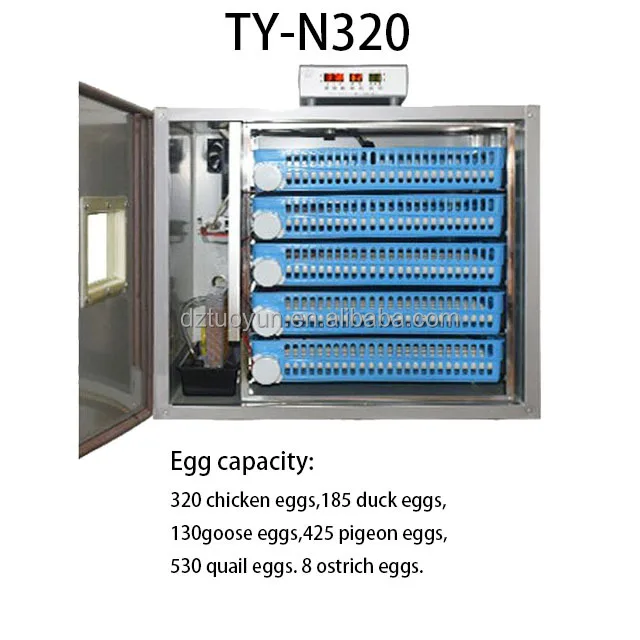 TUOYUN Good Quality Ac Dc High Safety Level 320 Eggs Fully Automatic 12v 220v Chicken Egg Incubator