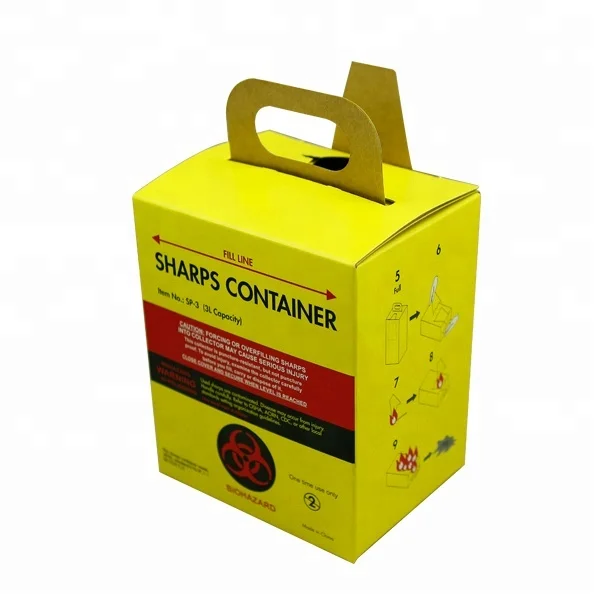 New Design 5L Hospital Medical Cardboard Paper Sharps Container Safety Waste Box For Used Syringe