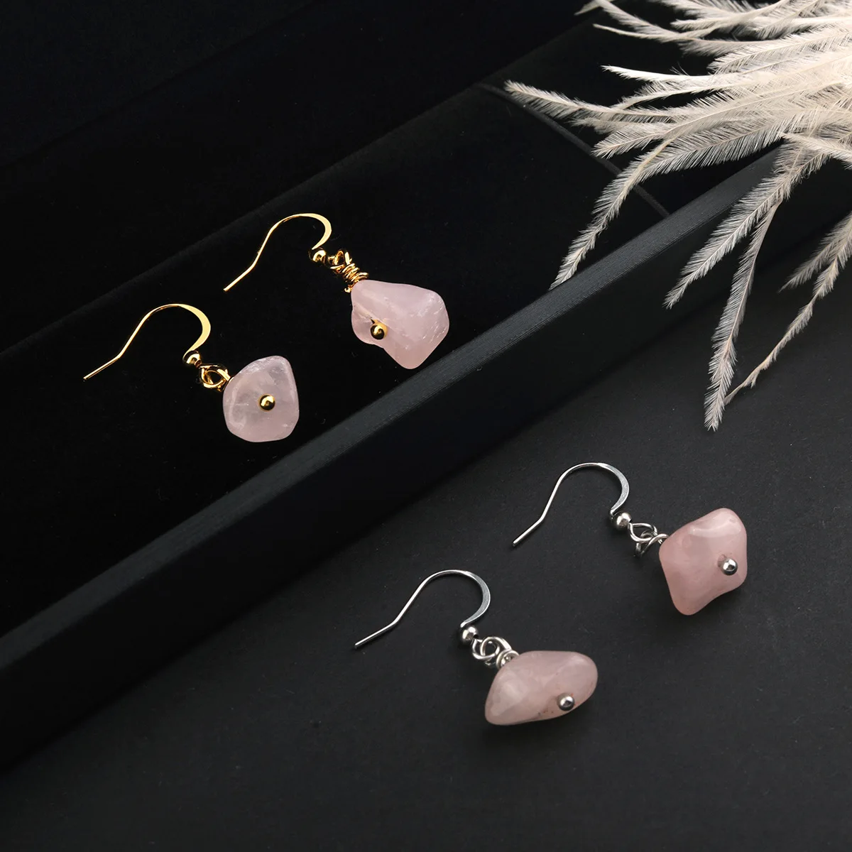 A variety of natural crystal stone earrings stainless steel amethyst turquoise hook earrings