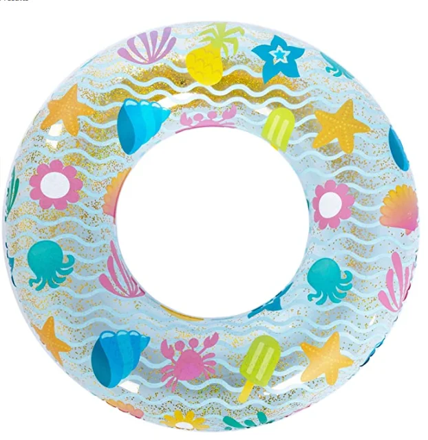 Gold Glitter Pool Float Children Swim Tube Ring Glitter Pool Ring For Kids