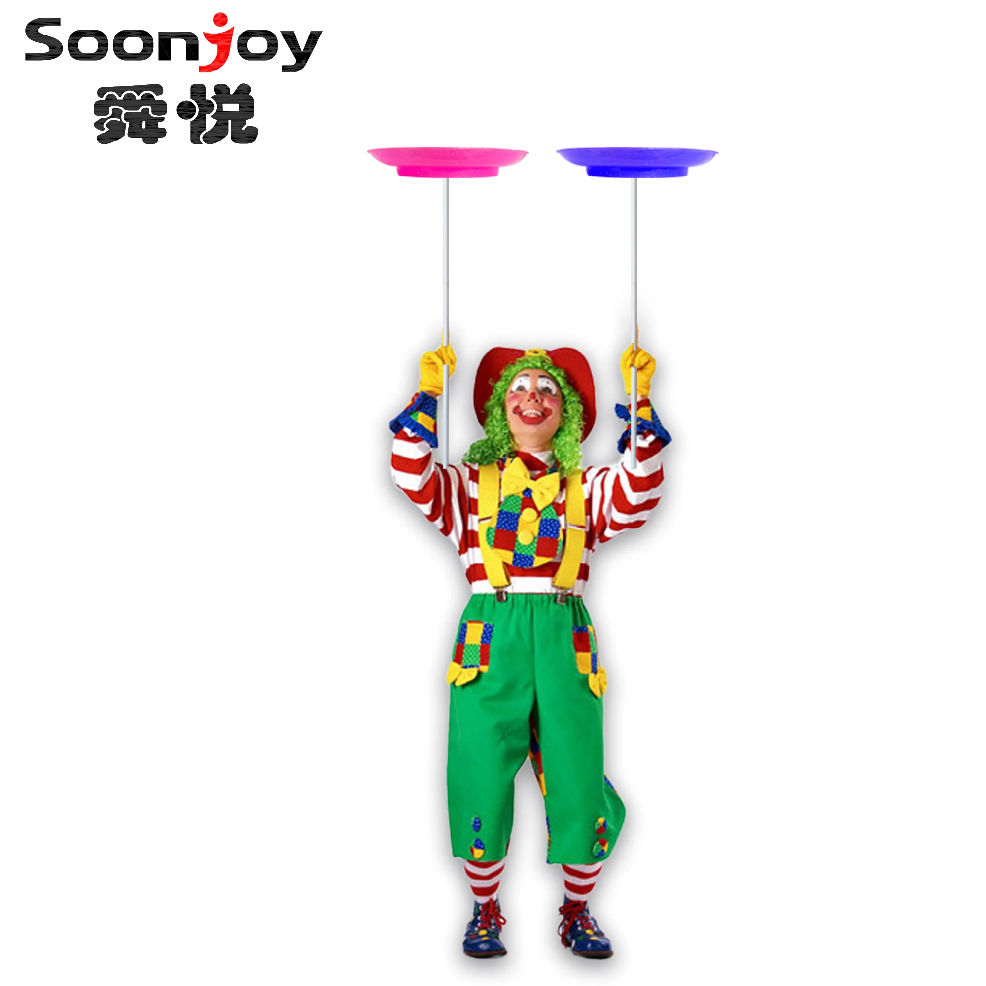 Fluorescent Juggle Plates with Stick for Sport Training Equipment Acrobatic Spin Plate