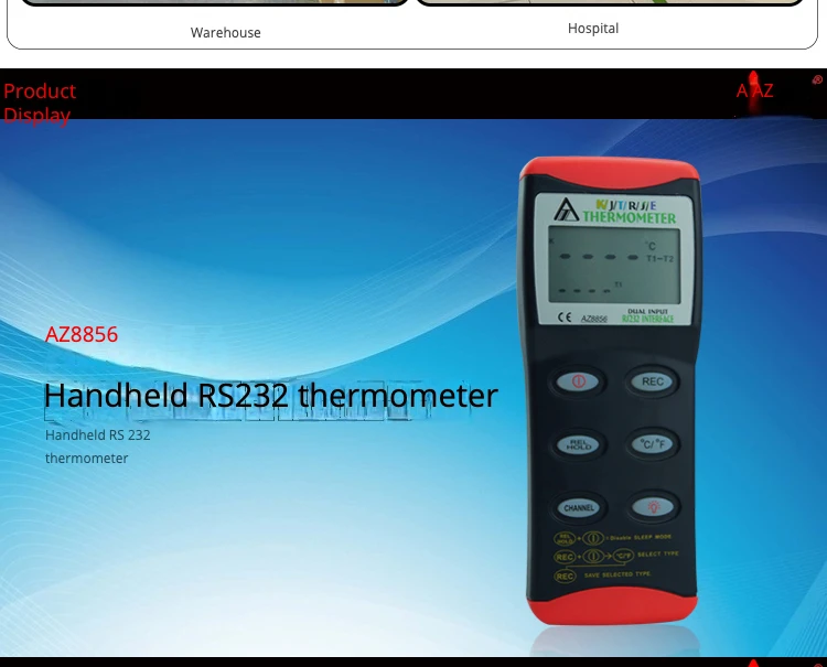 AZ8856 Handheld KTJ RSE probe  Polytype Thermocouple Measuring Instrument K Type Digital Thermocouple Digital Thermometer