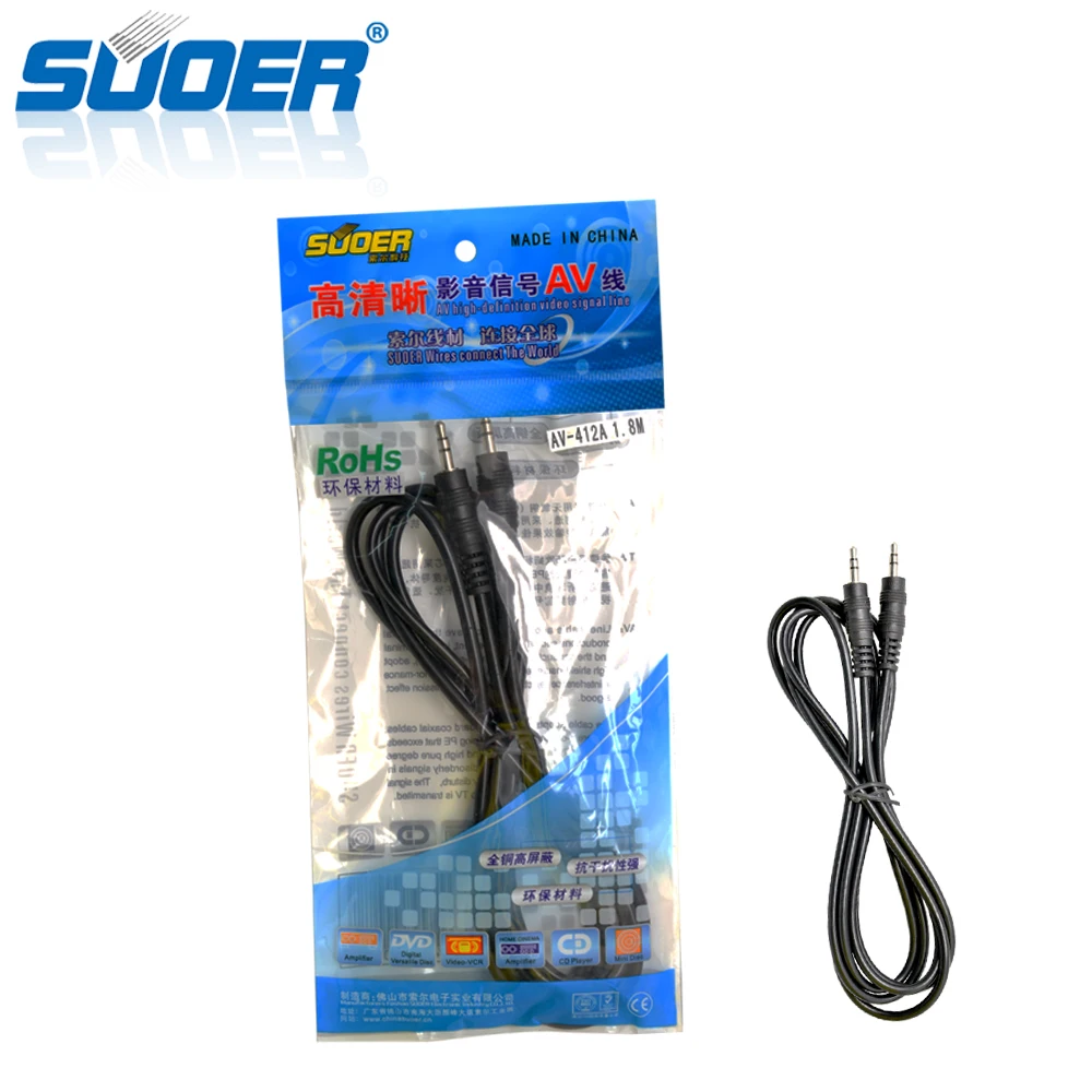 Suoer Signal Line AV Cable 3.5mm Stereo to Stereo Cable 1.8m Audio Cable
