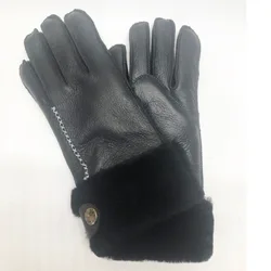 Factory wholesale winter warm 100% real sheepskin fur gloves for men women
