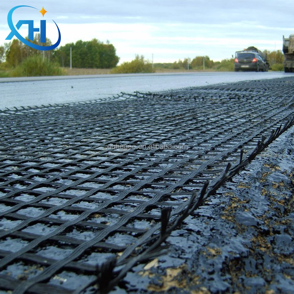 Geogrid Is Warp Knitted And Coated With PVC Reinforcement Of Subgrade  Geogrid High Strength Polyester Geogrid