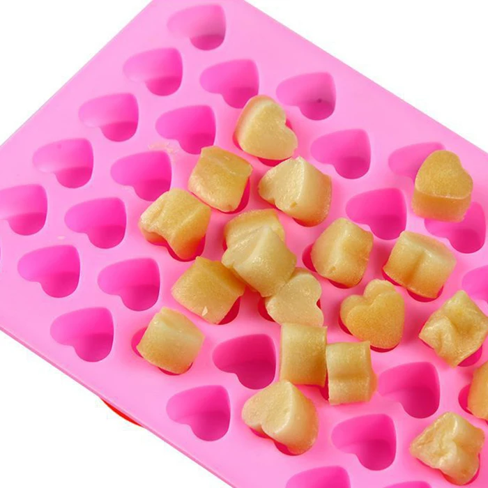 Eversoul 55-Cavity Silicone Reusable Candy Chocolate Molds Mini Heart Shaped Silicone Molds For Cake Tools