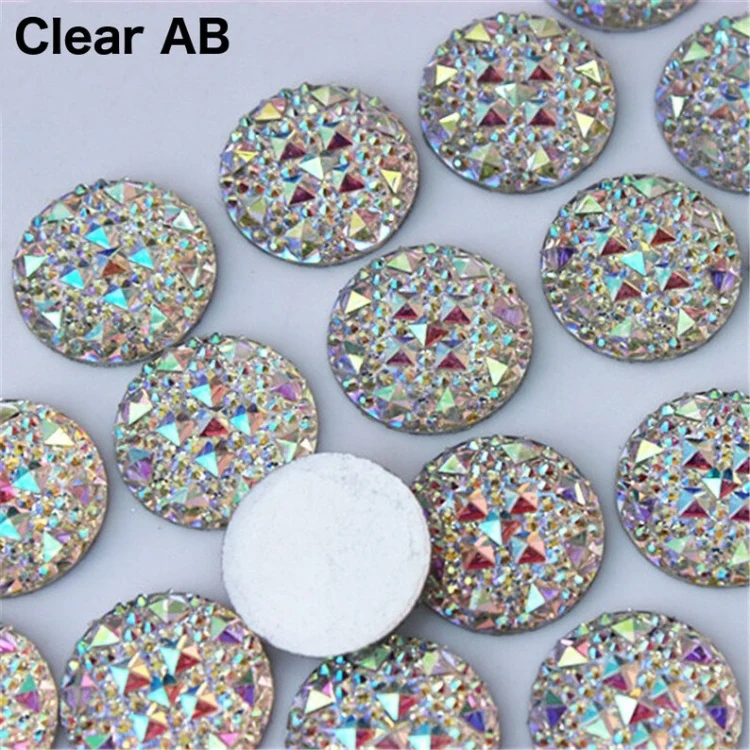 Special Effect Round Shapes AB Gummy Spike resin stones flat Faceted beads  sew on flat back acrylic rhinestones