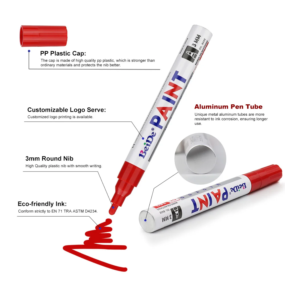 car tyre oil based Permanent art marker pens fine tip paint marker pens waterproof fabric markers