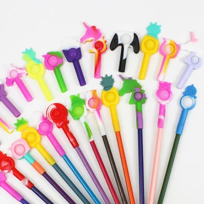 2021 New style push bubble music silicone pen cap in school pencil cap pen cover push pop pencil toppers fidget toy