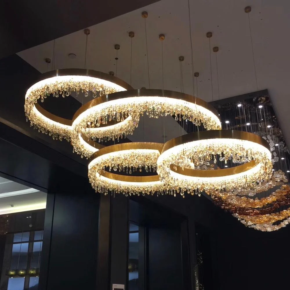 Amanda Lighting Customized Modern Luxury Crystal Chandelier Ceiling Lamp For Hotel Lobby Glass Lighting Decor