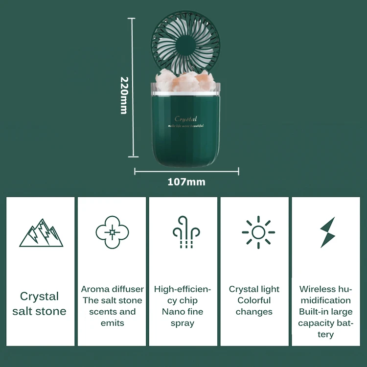 WMK Colorful Led Light Portable Humidificador 300Ml Usb Smart Cool Mist Wood Grain Air Humidifier For Bedroom