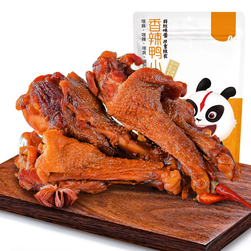 Острые дутые дужки утки 100, острые дужки дубленой утки, острые продукты Yaxiaotui OEM, жареная утка, закуска, оптовая продажа, Китай
