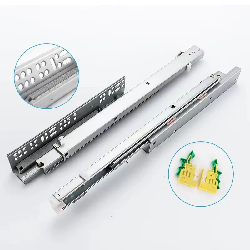 Factory Custom 3 Fold Hidden Telescopic Rails Soft Close Undermount Concealed Drawer Slide