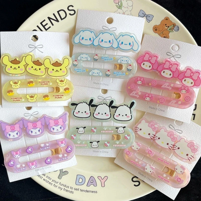 New Sanrioed Kawaii Anime Girl Heart Decorate Toy Gift Kuromi Hello Kitty Pacha Cartoon My Melody Tie Clips Tie Bars Tie Pins