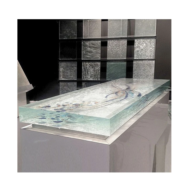Frosted thick transparent glass ambry countertop