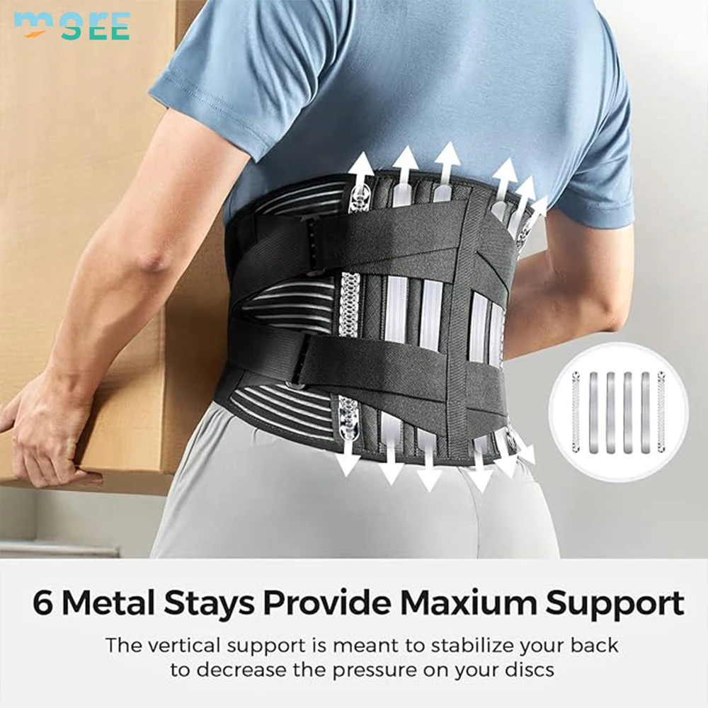 SeeMore Selection Lower Back Pain Relief with 6 Stays Back Support pain Relief Back Braces