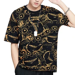 Custom Logo High Quality All Over Print Oversize T Shirt 100% Cotton Loose Casual Street Wear Hip Hop Unisex T Shirt For Men