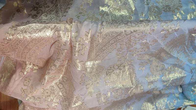 print ombre lurex silk jacquard fabric silk metallic chiffon fabric