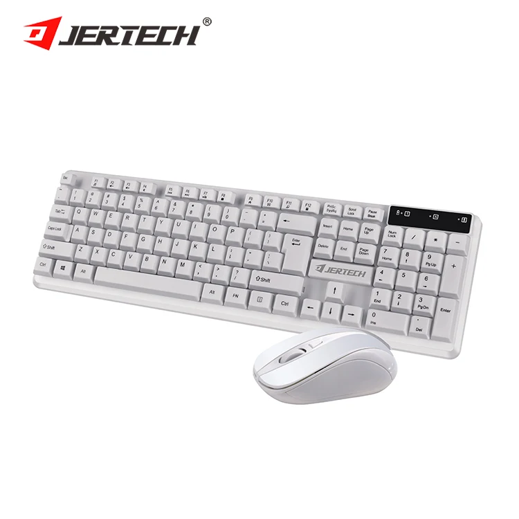 JERTECH KM300 Black White Keyboard 2.4G Customized Mini Computer Office Gaming Wireless Keyboard and Mouse