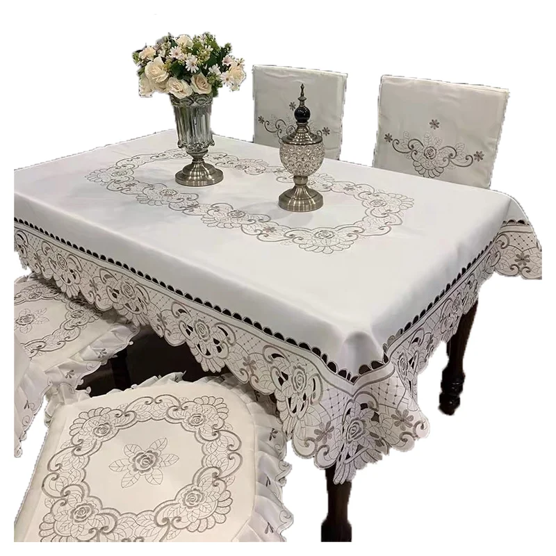 Custom Size Embroidered Table Cloth Handmade Jacquard Weave Chair Set For Party Banquet Home