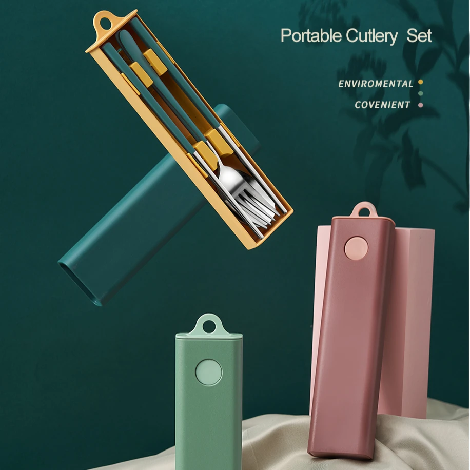 10% Off Hongda 304 18/10 Premium Quality Korean Picnic Dinnerware Camping Portable Flatware Travel Stainless Steel Cutlery Set