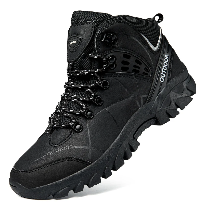 Cheap wholesale custom factory direct sales black large size hiking shoes warm non-slip TPU soles Climbing Boots