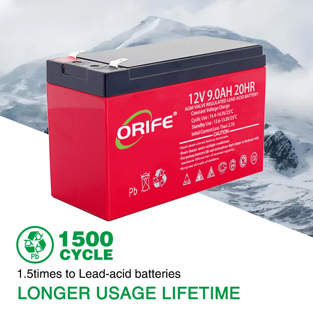 ORIFE custom Pb 99.9994 high quality solar storage vrla sealed lead acid 12v 9ah ups battery