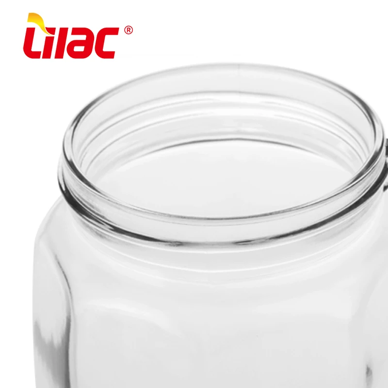 Lilac BSCI SGS LFGB 900ml 1500ml hexagon glass jars alibaba frasco de vidros frascos para la cocina frasco de vidrio china