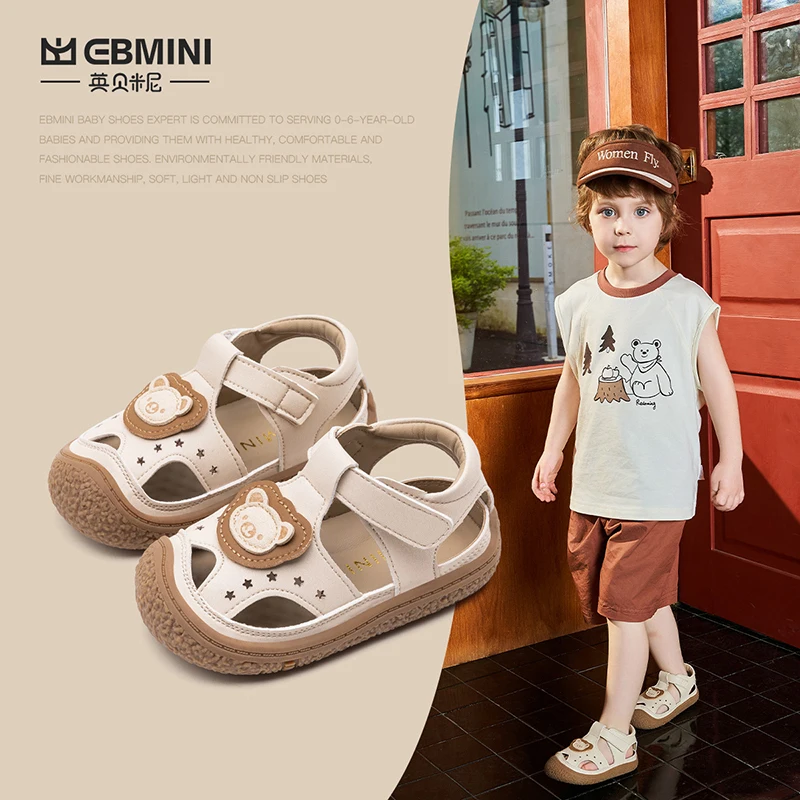 Ebmini summer tip-binding breathable comfortable soft sole baby girls and boys toddler sandals