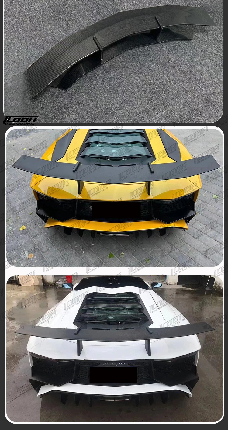 ICOOH Racing SV Style Carbon Fiber Fibre Body Kit Small Rear Trunk Spoiler Wing For Lamborghini LP700 720 750 2012-2018