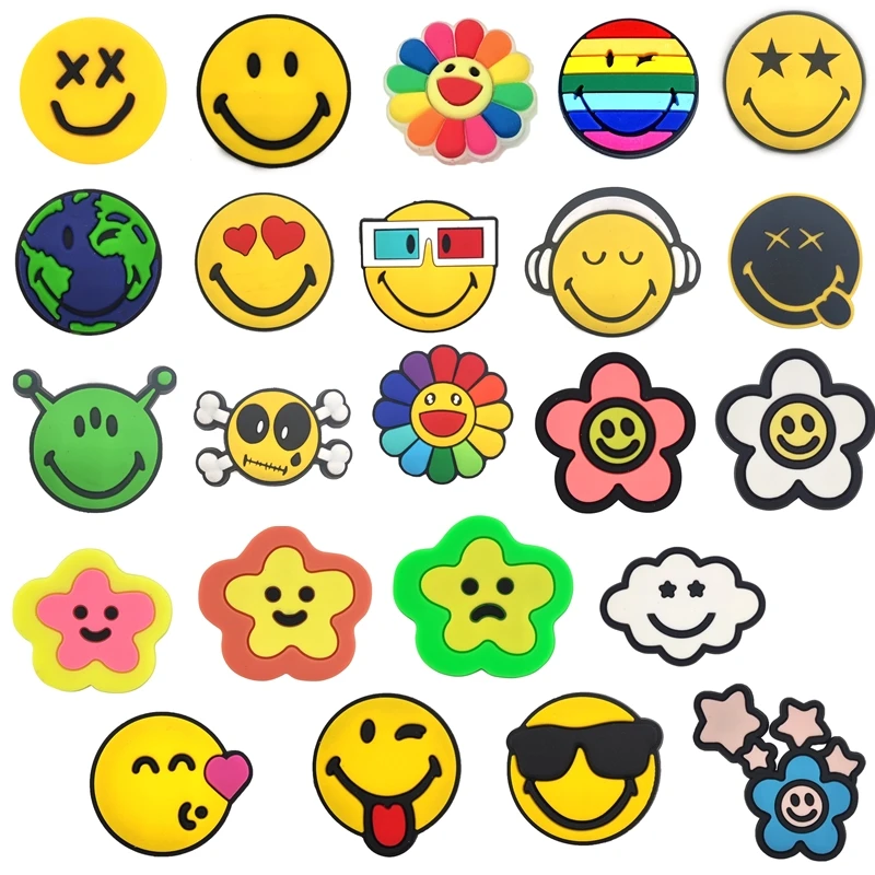 Face Emojis 2024 New 2d Smile sport team baseball Sloth Animal logo charms hot sale designer custom shoe Flower