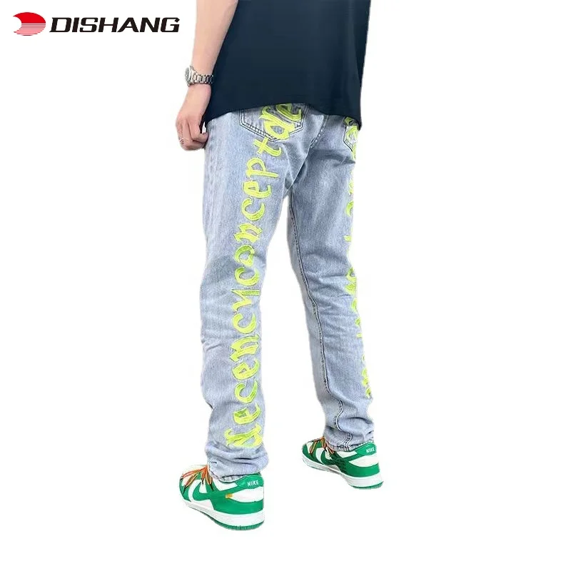Latest Design Multi Colors Vintage Washed Loose Denim Pants Manufacturer Custom Logo Embroidery Baggy Jeans For Men