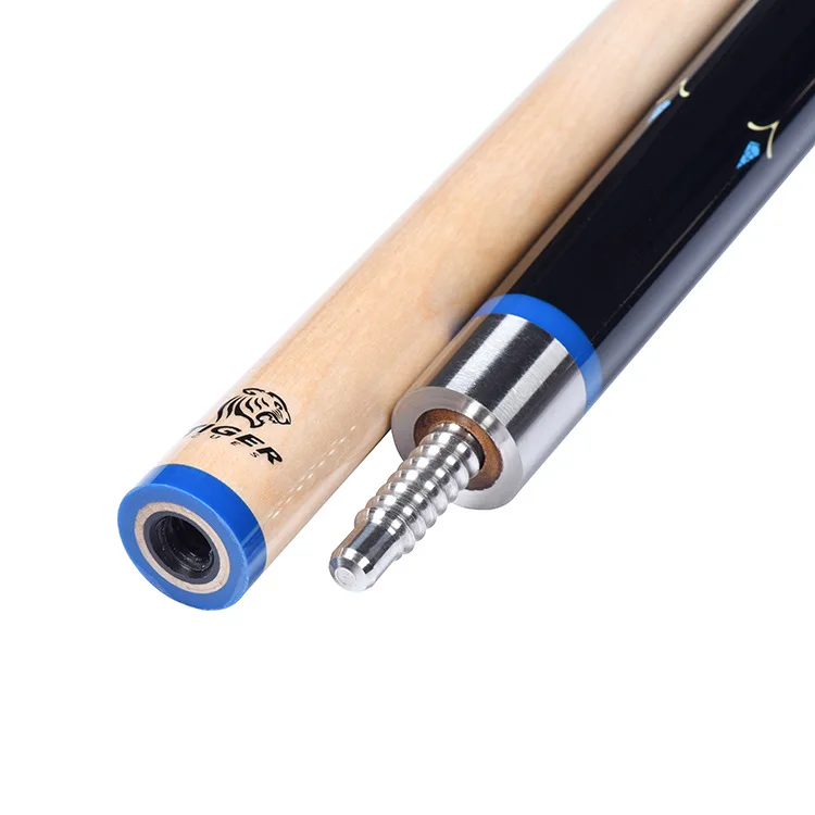 China made good quality wholesale maple wood american style tiger pool cue stick with 12.5mm tip size and joint protector