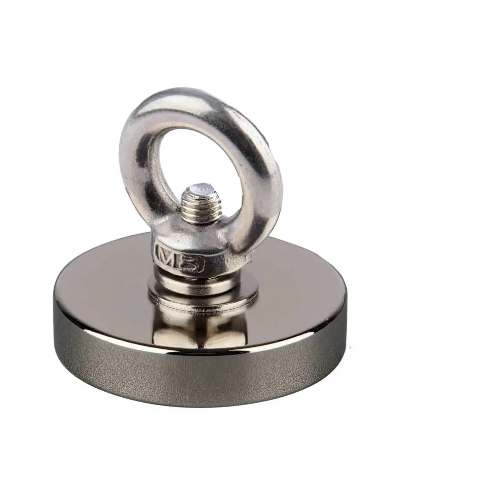 Hot sale Top Sale Silver Fishing Magnet 80KG Vertical pull-force D48mm Neodymium Magnetic Steel Cup Recovery Metal Hunting