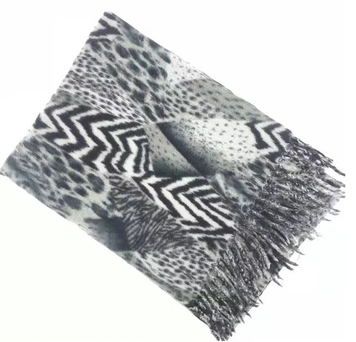 ready to ship leopard print women cashmere wool pashmina shawl dubai large scarf wrap with french lace