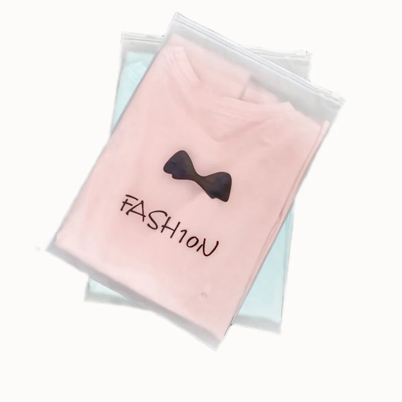 Wholesale Custom logo zip lock plastic bags package clothes poly frosted packing garment zipper bag with suffocation warning