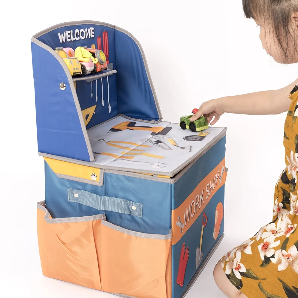 Custom Wholesale Lovely Pink Collapsible Storage Box Decorative Home Kids Toy Foldable Fabric Storage Box