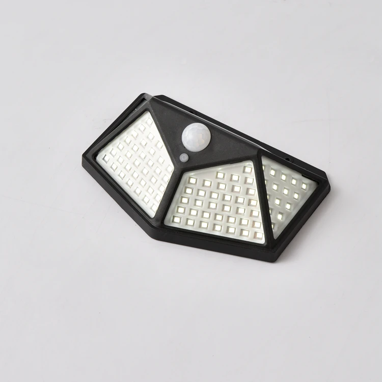100LED стенная солнечна лампа обнаружения движения Белый свет 8 Вт 600Lm 1800mah литиевая батарея панель солнечных батарей 5,5 V 1W поликристаллического кремния
