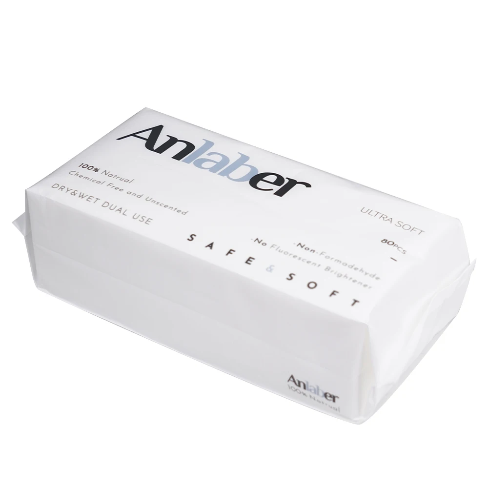 
Anlaber soft facial towel 80pcs Non Woven Facial Tissue Cotton Make-up Remover Disposable Face Towel Makeup 