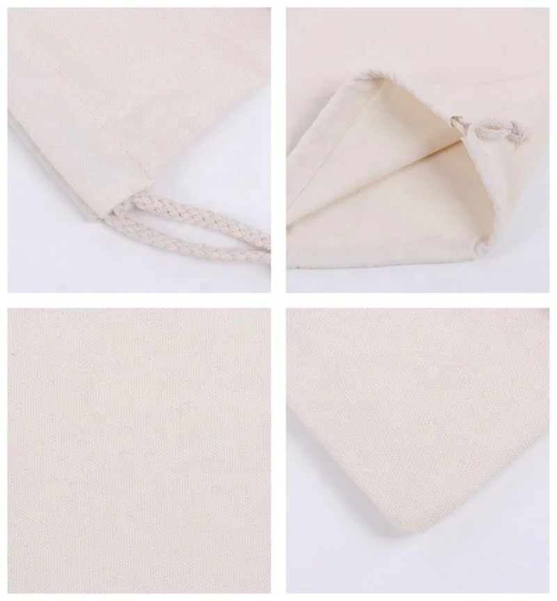 Лидер продаж, простая натуральная хлопчатобумажная Экологически чистая Холщовая Сумка на завязках с логотипом