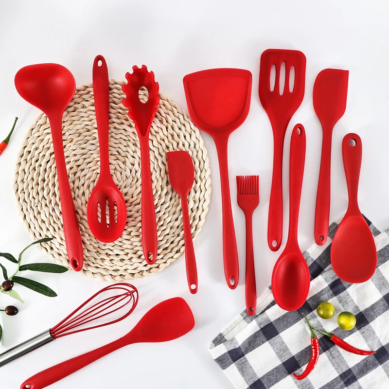 Wholesale Kitchen Utensils 10pcs Silicone Cooking Scrapers And Spatulas Accessories Set